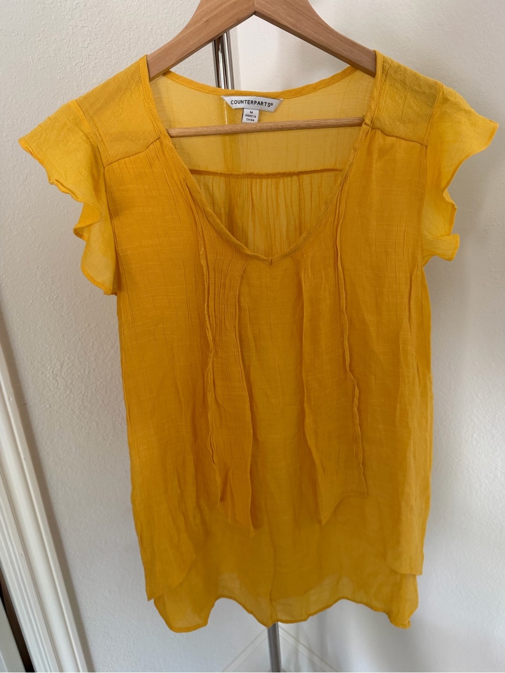 Counterparts Mustard Yellow Flutter Sleeve V-Neck Tunic Top